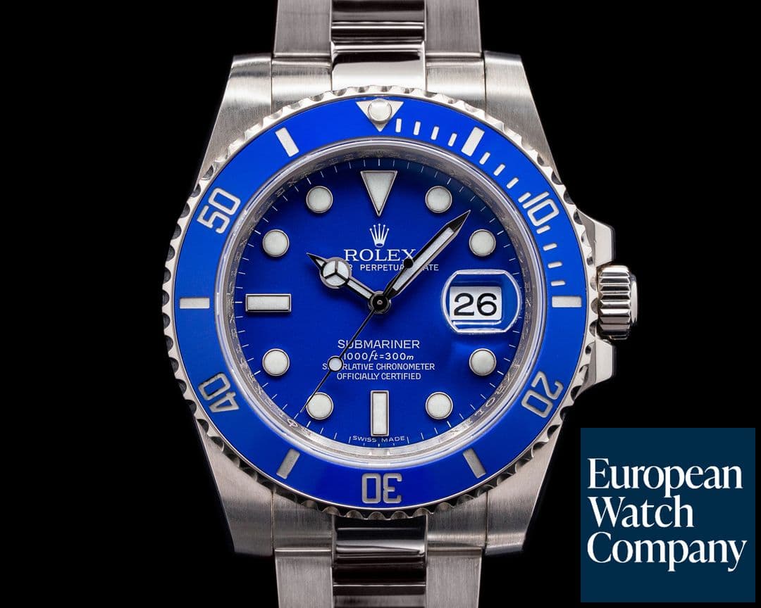 Image of Rolex Submariner SMURF Date 116619LB 18K White Gold Blue Dial 