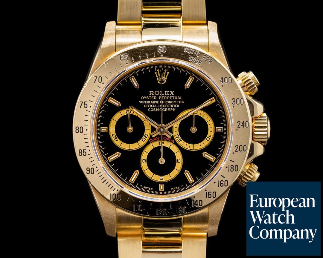 Image of Rolex Daytona Zenith Black Dial 18K Yellow Gold / Bracelet NICE w PAPERS