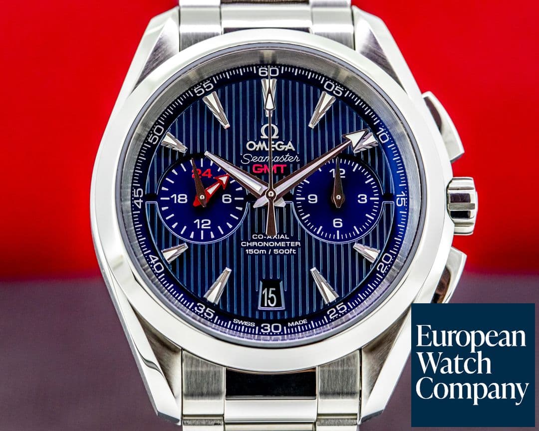 Image of Omega Seamaster Aqua Terra GMT Chronograph SS Blue Dial 