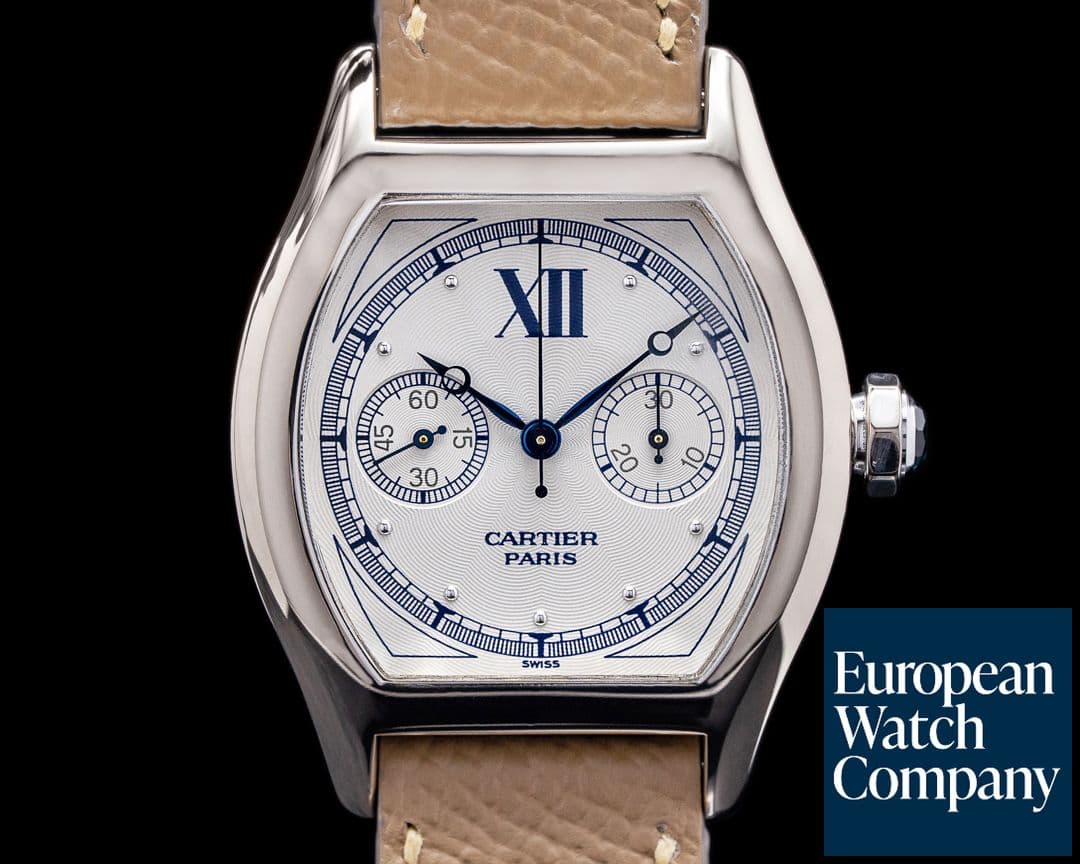 Image of Cartier Privee Collection Tortue Monopoussoir Chronograph 18K White Gold 