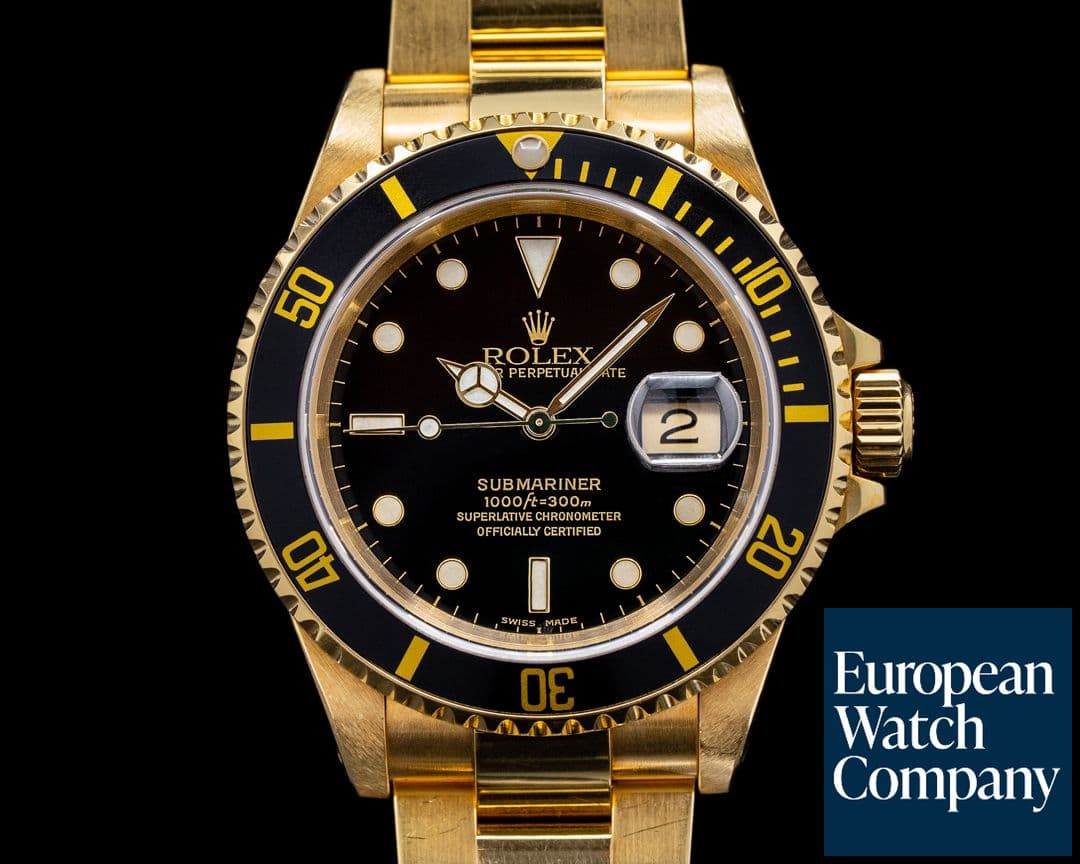 Image of Rolex Rolex Submariner 16618 Black Dial 2002 18K Yellow Gold FULL SET ORIGINAL