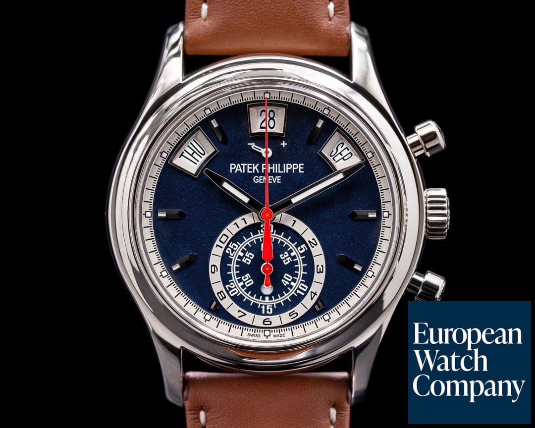 Image of Patek Philippe Annual Calendar 5960/01G Chronograph White Gold Blue Dial 

