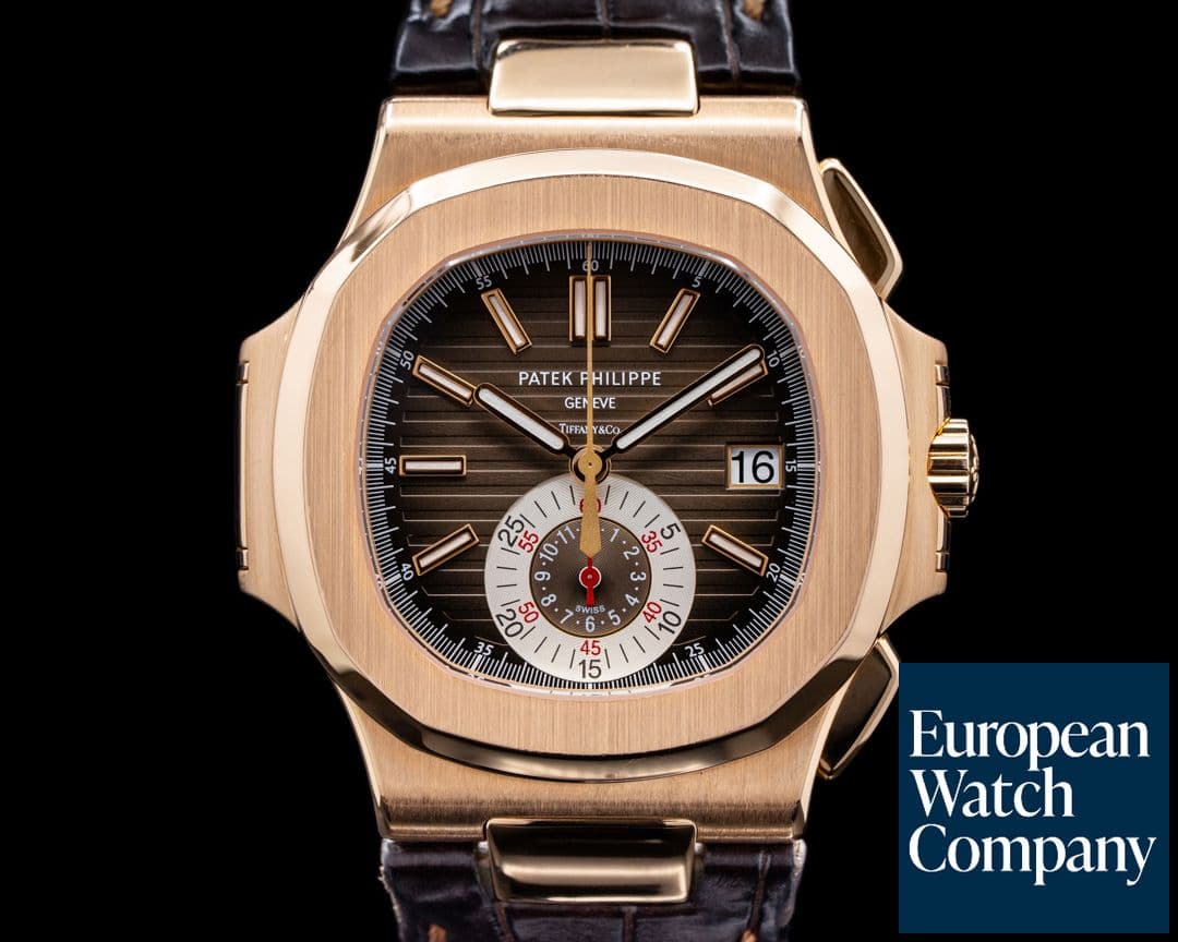 Image of Patek Philippe Nautilus Chronograph 5980R "TIFFANY & CO" 18K Rose Gold FULL SET