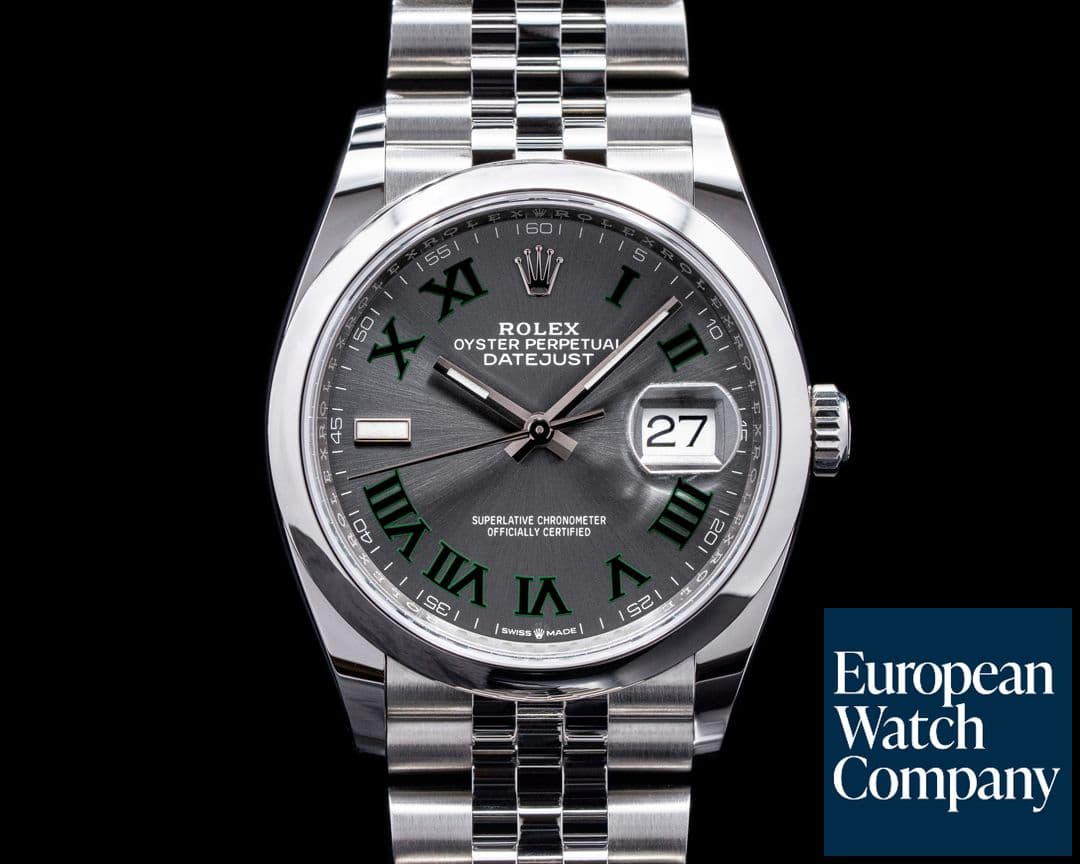 Image of Rolex Datejust 36 126200 Wimbledon Slate Roman Dial SS 2021
