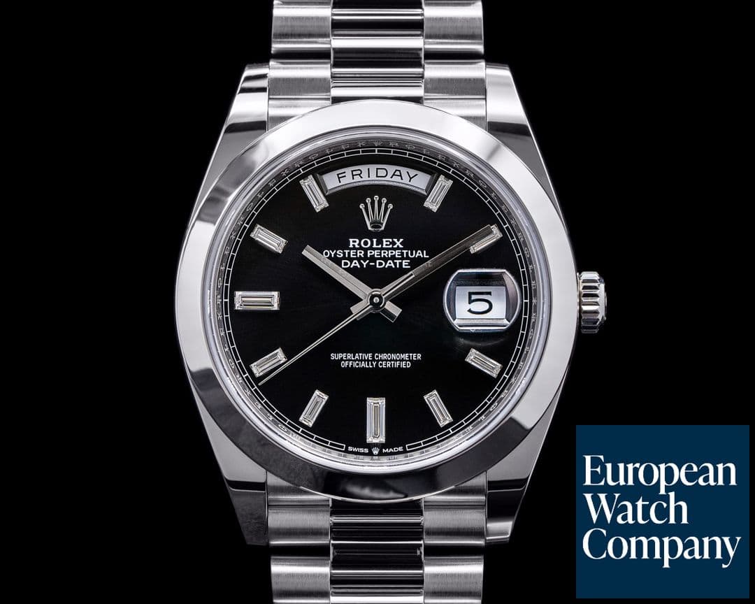 Image of Rolex Day Date 228206 Black Dial Diamond Baguette Markers 40MM 2021