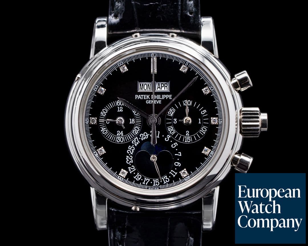Image of Patek Philippe Perpetual Calendar Split 5004P Platinum / Black Diamond Dial RARE