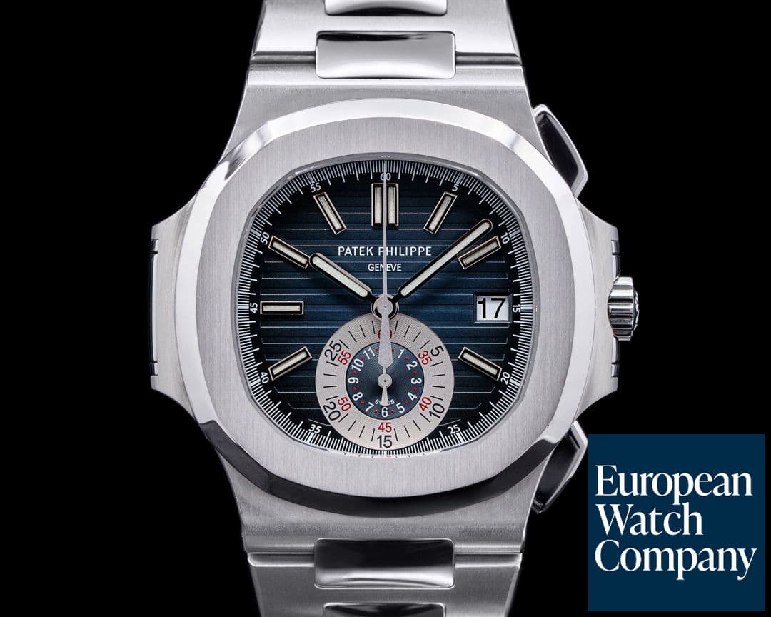 Image of Patek Philippe Nautilus 5980/1A Chronograph SS Blue Dial FULL SET 