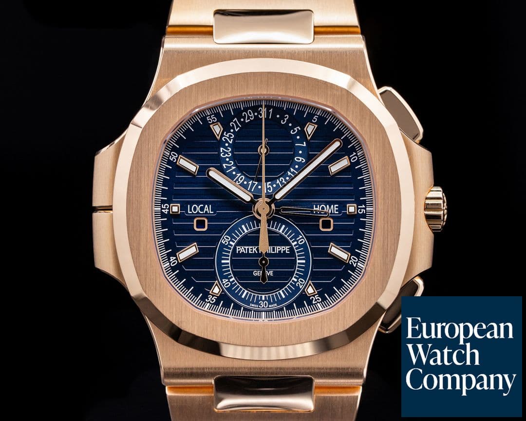Image of Patek Philippe Nautilus 5990/1R Travel Time Chronograph 18k Rose Gold NEW MODEL