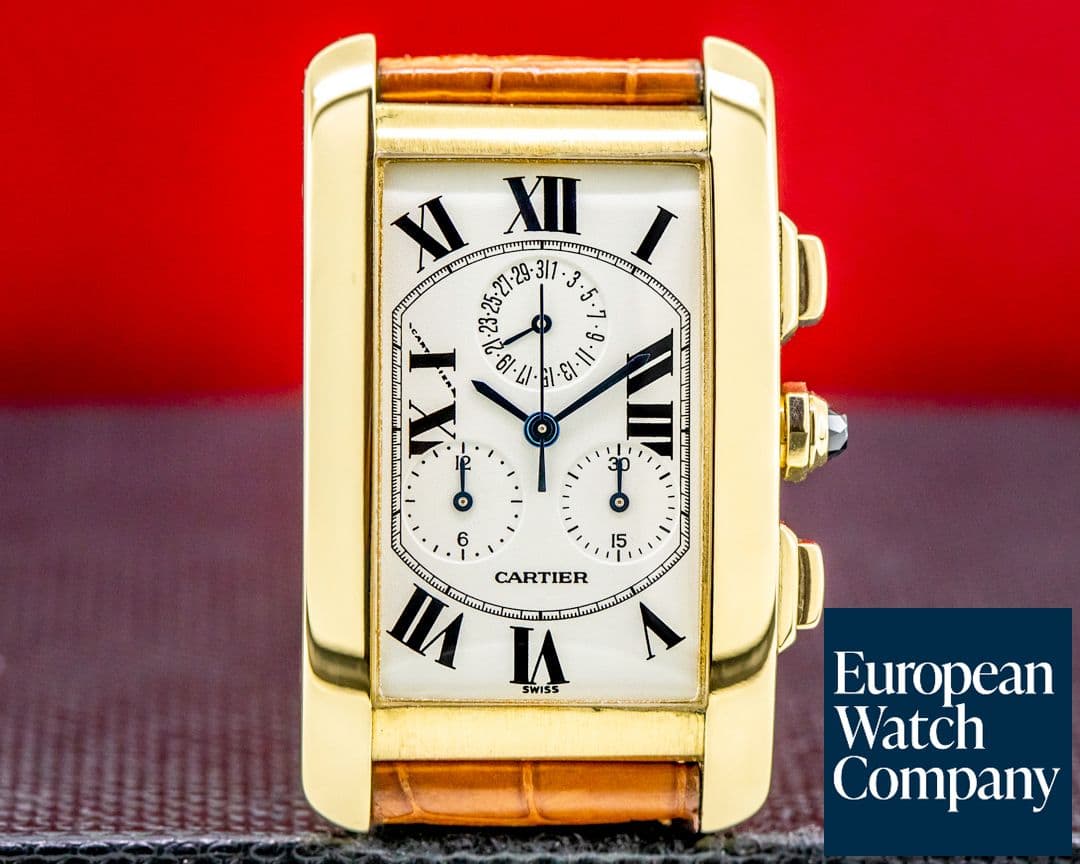 Image of Cartier Tank Americaine Chronograph 18K Yellow Gold BOX AND PAPERS