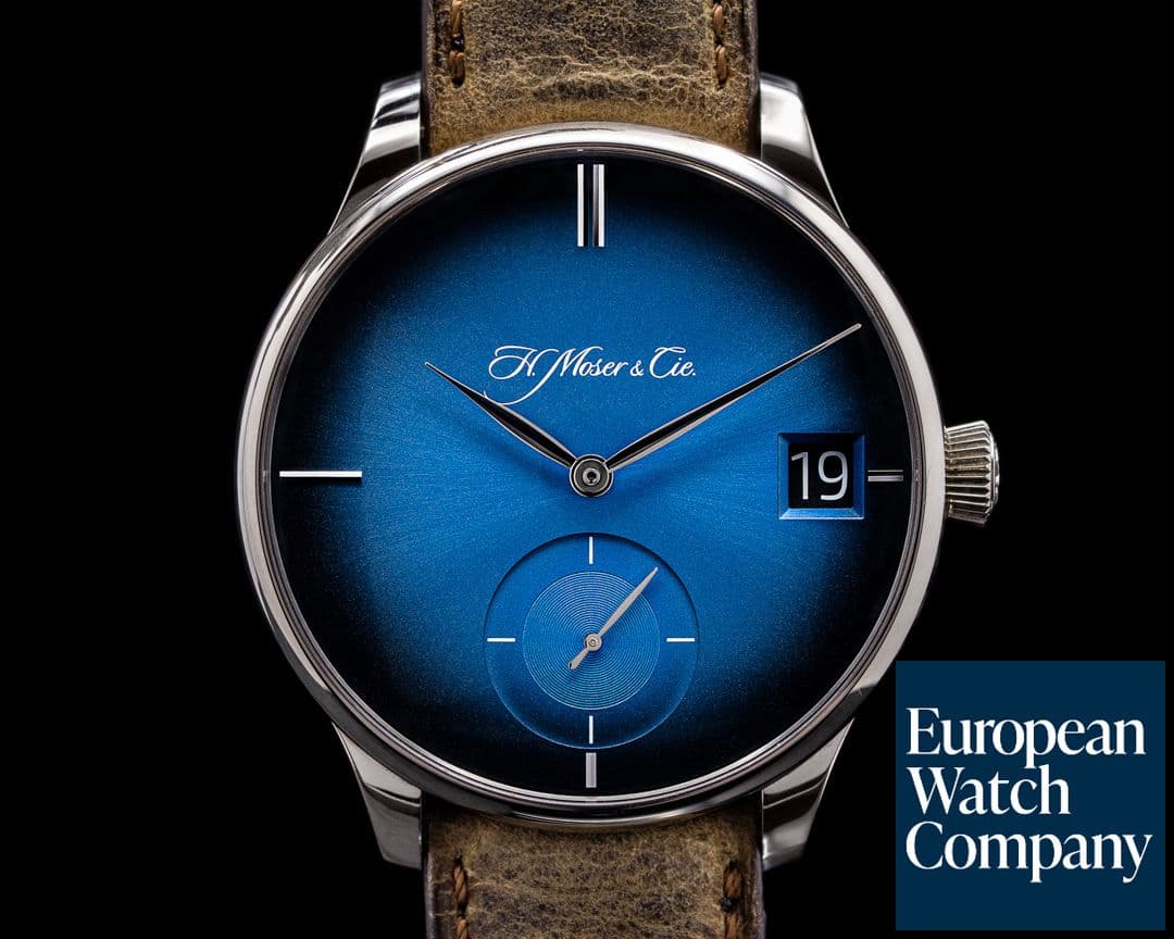 Image of H. Moser and Cie. Venturer Big Date Purity Blue Fume Dial 18k WG Small Seconds 