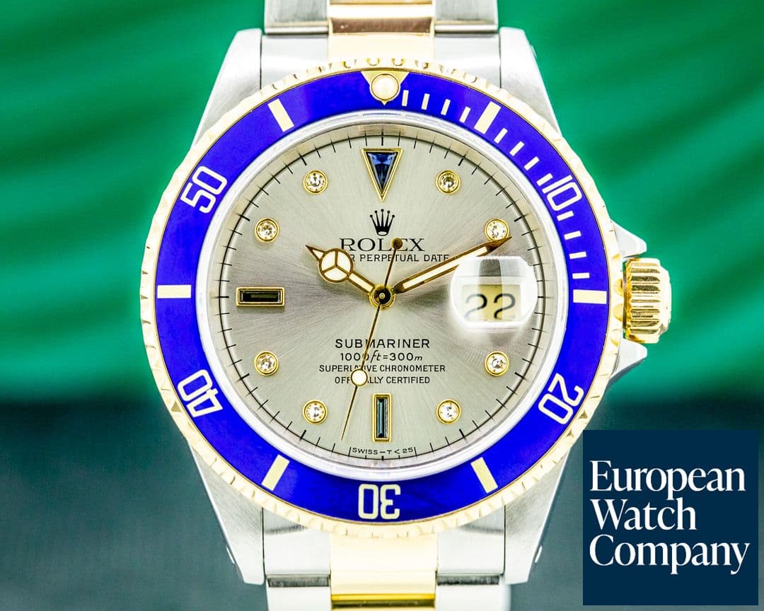 Image of Rolex Submariner 18K / SS Silver Serti Dial 