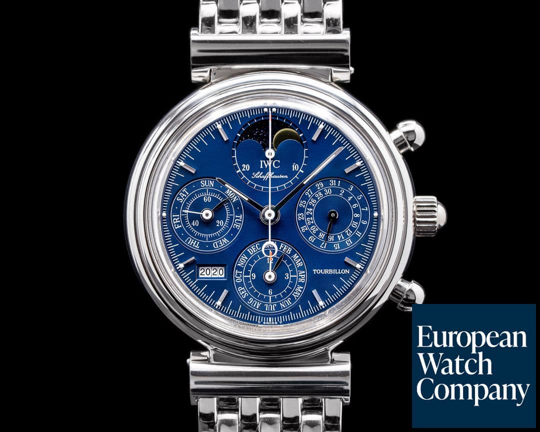 Image of IWC Da Vinci Tourbillon 3752 Perpetual Chronograph Blue Dial Platinum RARE