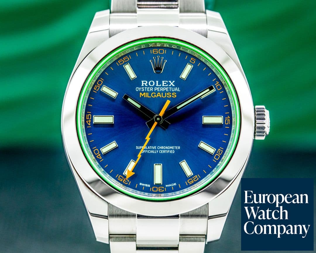 Image of Rolex Milgauss Blue Dial Green Crystal 2020