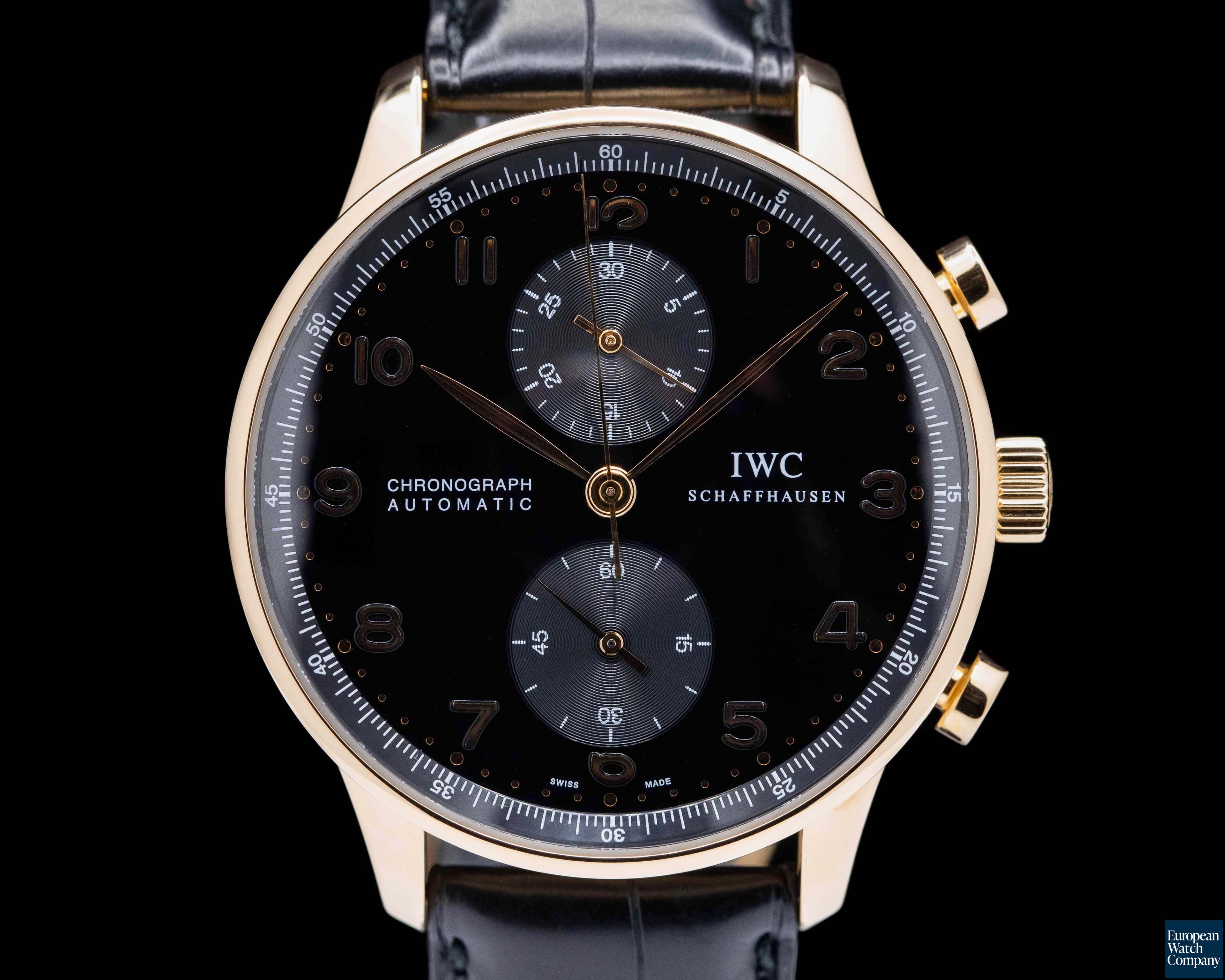Image of IWC Portuguese Chronograph 18k Rose Gold/Black Dial