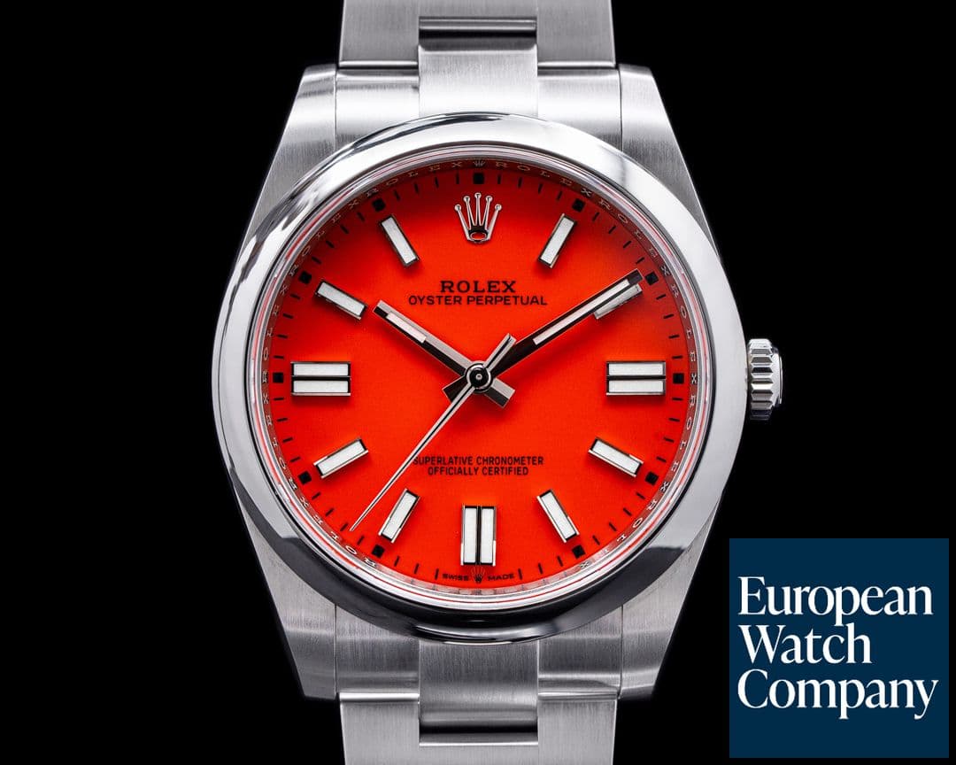 Image of Rolex Oyster Perpetual 124300 41mm SS / Coral Red Dial 2021