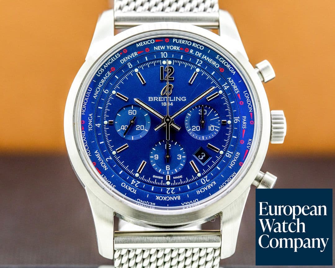 Image of Breitling Transocean Unitime Pilot Worldtimer Chrono SS
