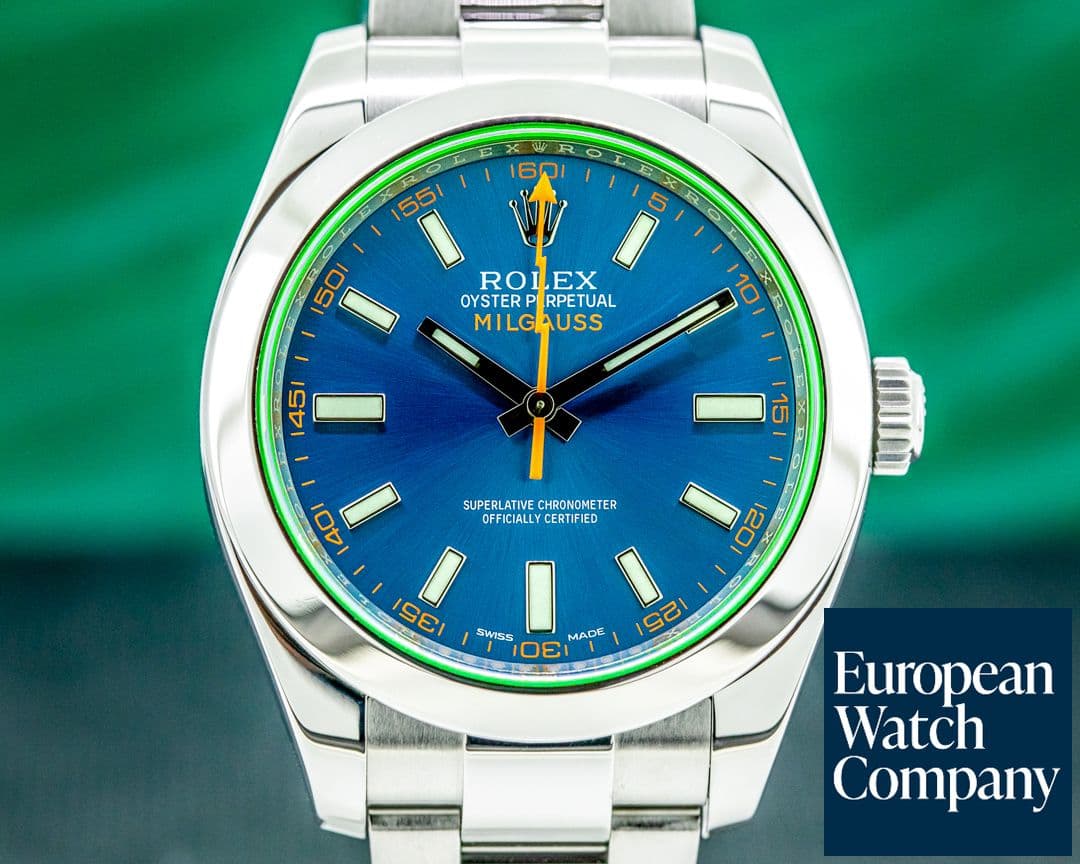 Image of Rolex Milgauss Blue Dial Green Crystal 
