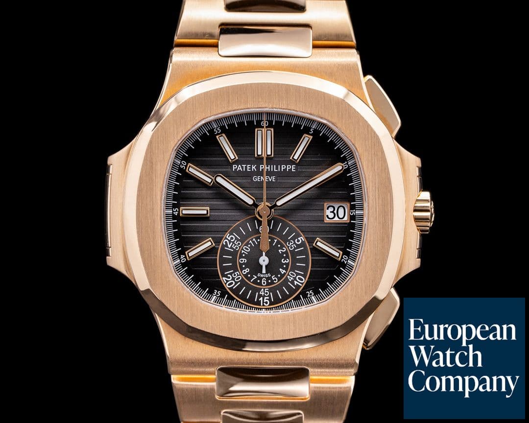 Image of Patek Philippe Nautilus 5980/1R Chronograph 18K + MATCHING CUFF LINKS 