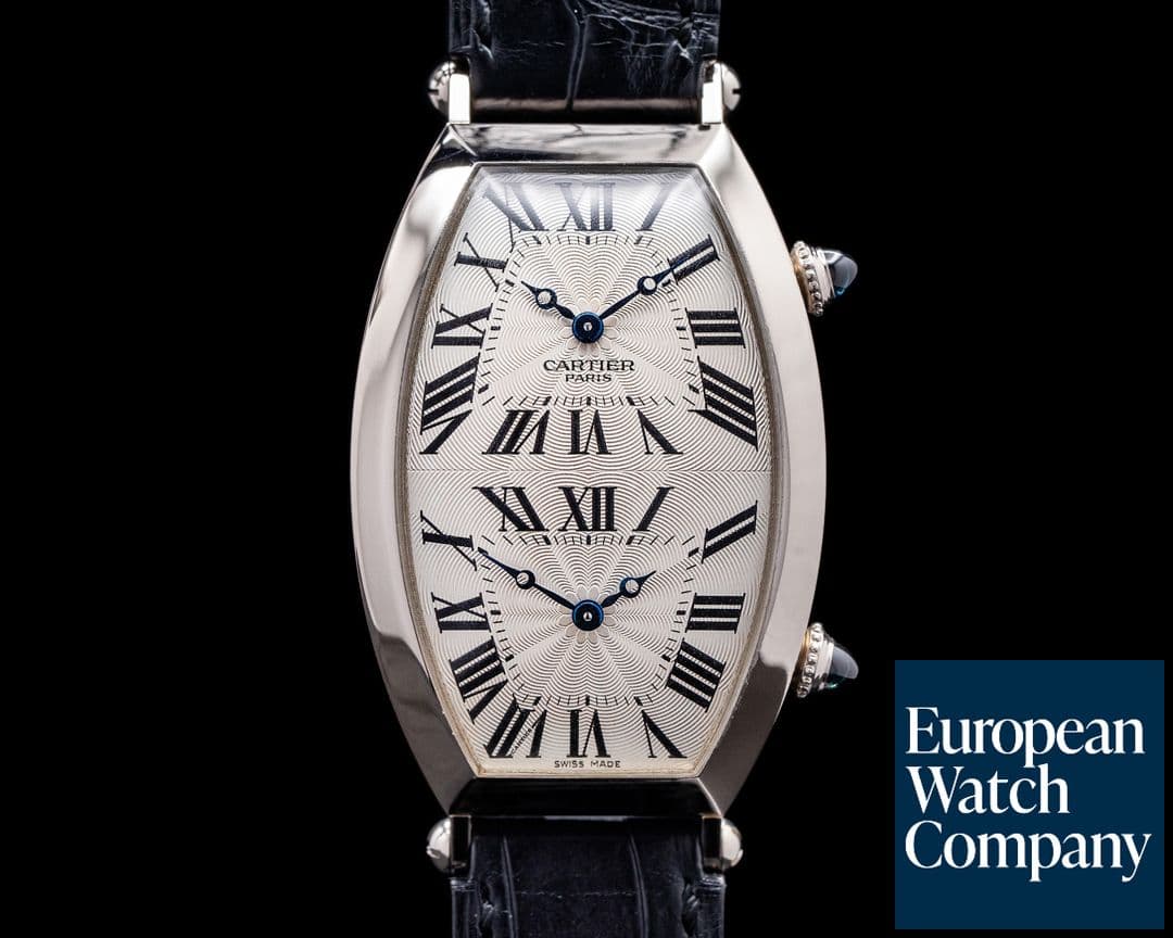 Image of Cartier Tonneau XL 2806 Dual Time Collection Privee CPCP 18K White Gold