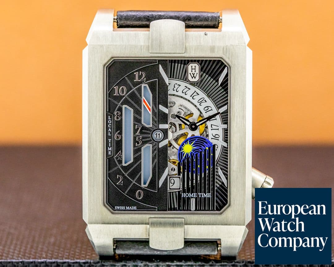 Image of Harry Winston Avenue Dual Time Automatic Zalium Case Deployant