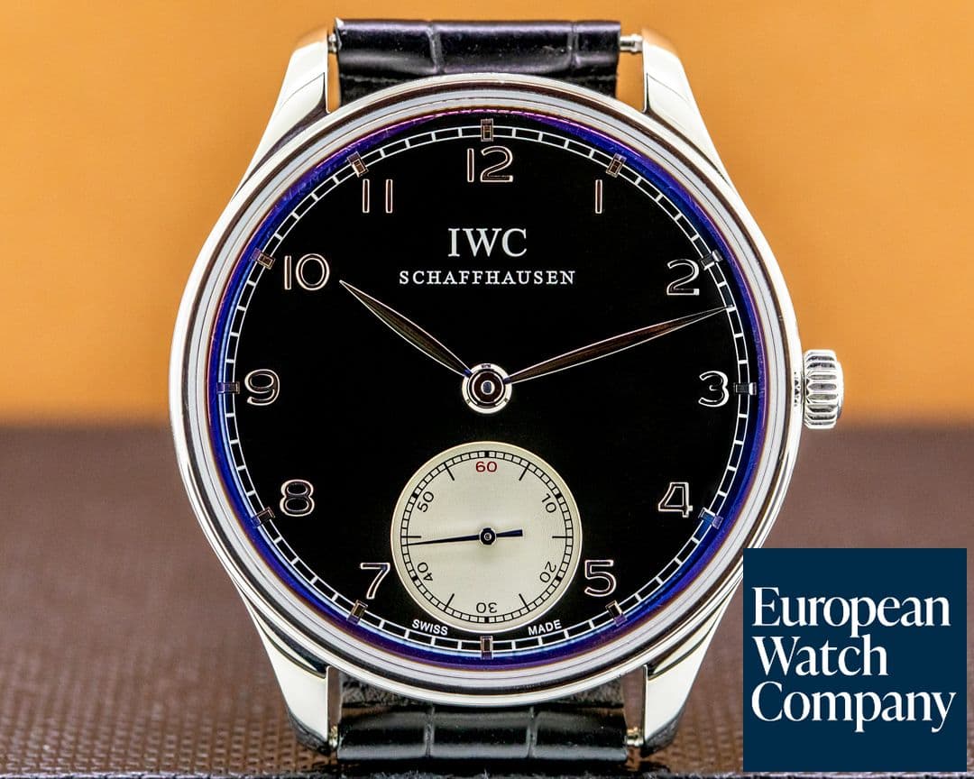 Image of IWC Portuguese Hand Wound SS Black Dial 