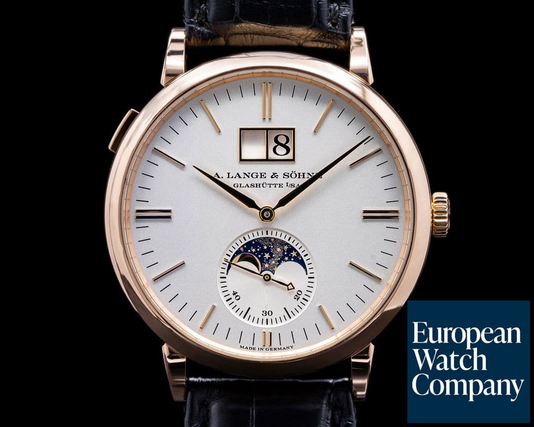 Image of A. Lange and Sohne Saxonia Moon Phase Automatik 18K Rose Gold / Silver Dial