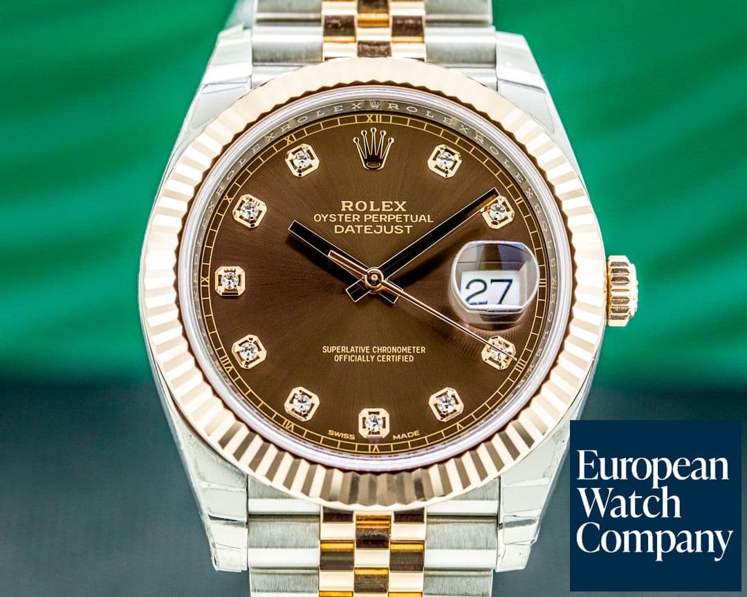 Image of Rolex Datejust 41 126331 Tobacco Brown Diamond Dial 18K Rose / SS 