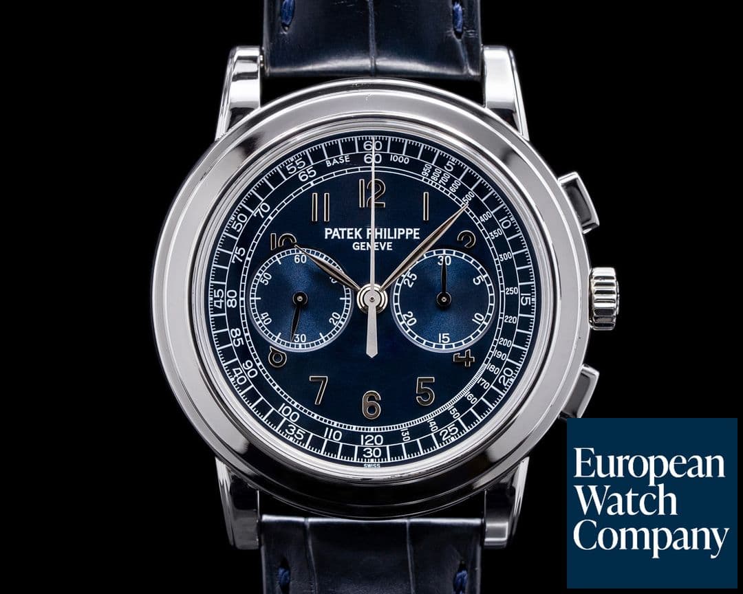 Image of Patek Philippe 5070 Platinum Blue Dial Chronograph FULL SET
