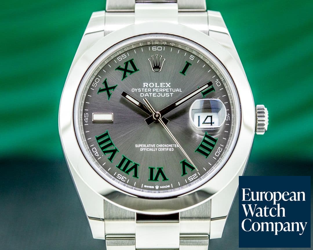 Image of Rolex Datejust 41 126300 Wimbledon Slate Roman Dial SS UNWORN