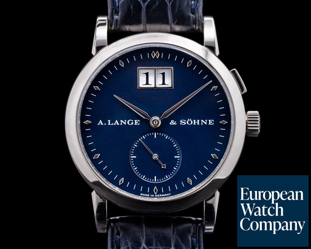 Image of A. Lange and Sohne Saxonia 105.027 White Gold Blue Dial FULL SET RARE