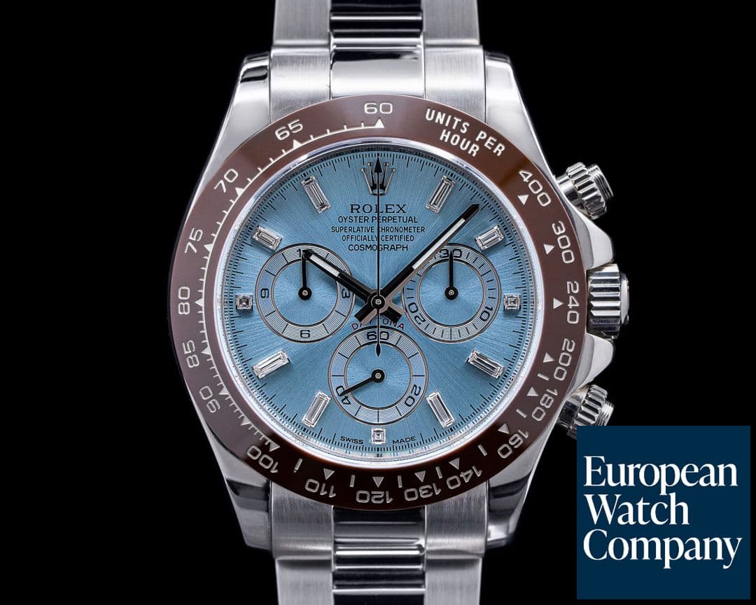 Image of Rolex Daytona Platinum Glacier Blue / Brown Ceramic DIAMONDS 