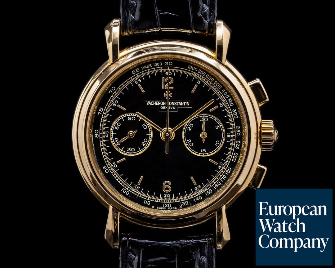 Image of Vacheron Constantin Les Historiques 47101 Chronograph 18K Yellow Gold BLACK DIAL RARE 