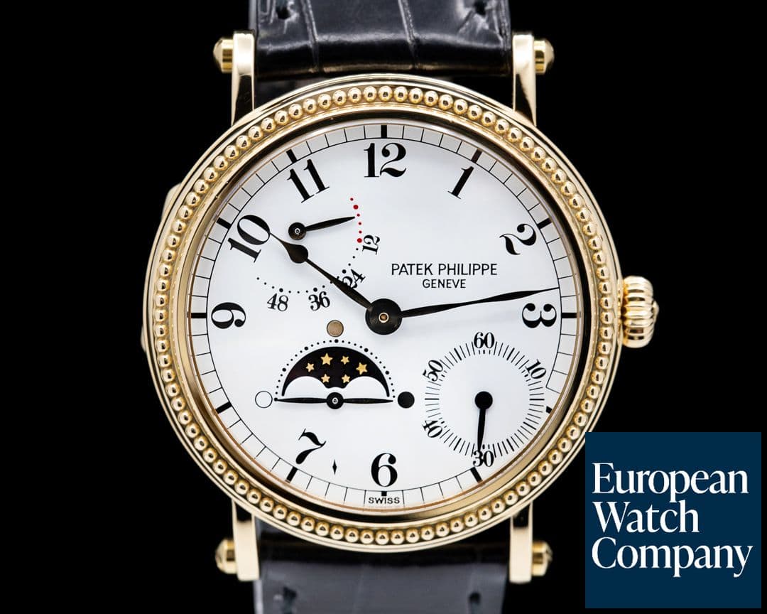 Image of Patek Philippe Moonphase 5015J Power Reserve 18k Yellow Gold Hobnail Bezel 