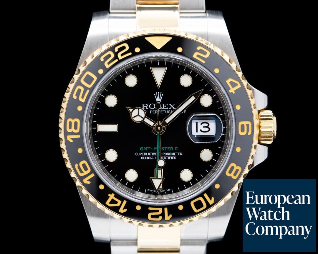 Image of Rolex GMT Master II 116713LN  SS / 18K Yellow Gold Black Dial 