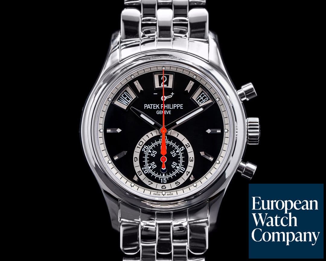 Image of Patek Philippe Annual Calendar 5960/1A-010 Black Dial Chronograph SS RARE