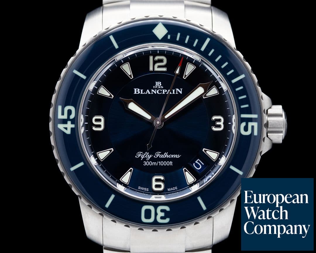 Image of Blancpain Fifty Fathoms / Blue Dial Titanium Bracelet