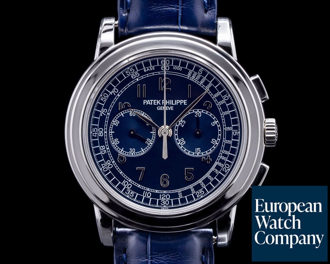 Image of Patek Philippe 5070 Platinum Blue Dial Chronograph FULL SET