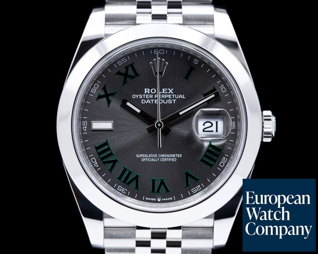 Image of Rolex Datejust 41 126300 Wimbledon Slate Roman Dial SS 