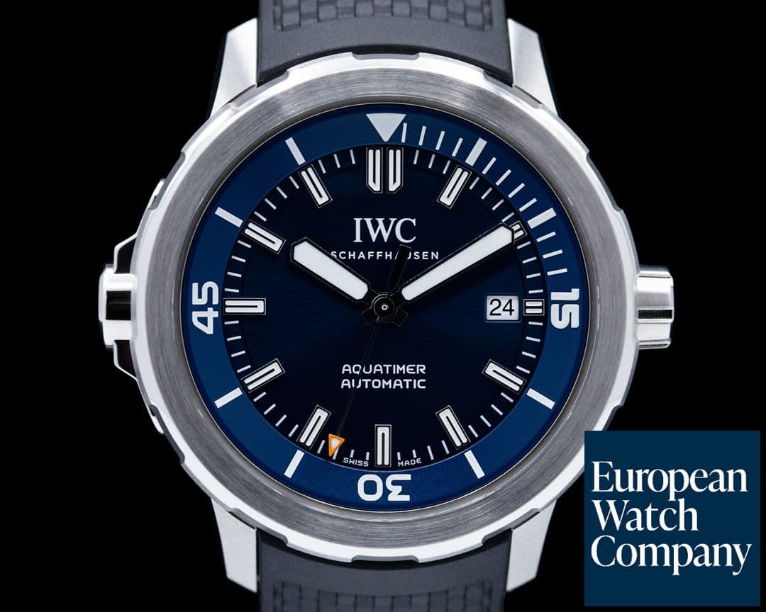Image of IWC Aquatimer Automatic Expedition Jacques Cousteau Blue Dial / Rubber