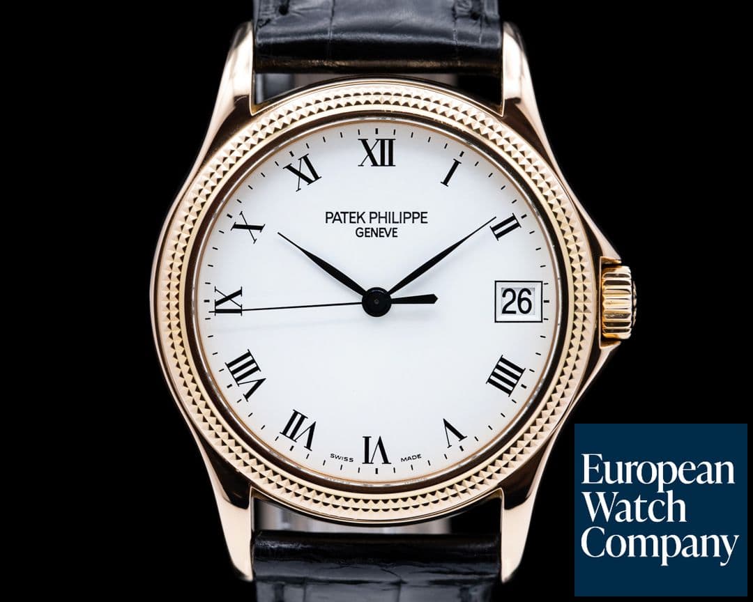 Image of Patek Philippe Calatrava 18K Rose Gold White Roman Hobnail
