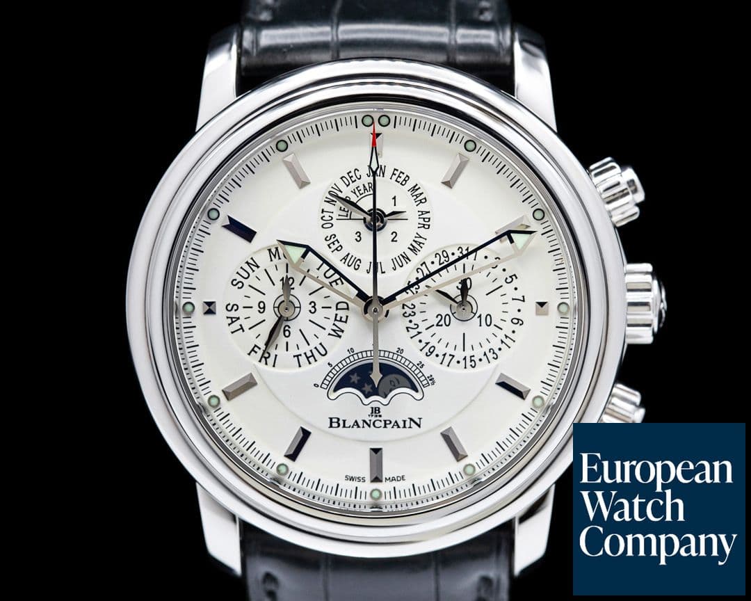 Image of Blancpain Leman Perpetual Calendar Chronograph White Dial SS 40MM