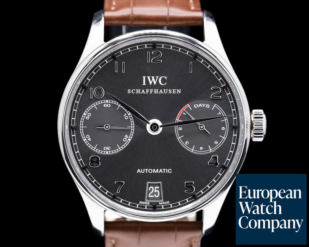 Image of IWC Portuguese 7 Day Automatic 18K White Gold / Grey Dial 