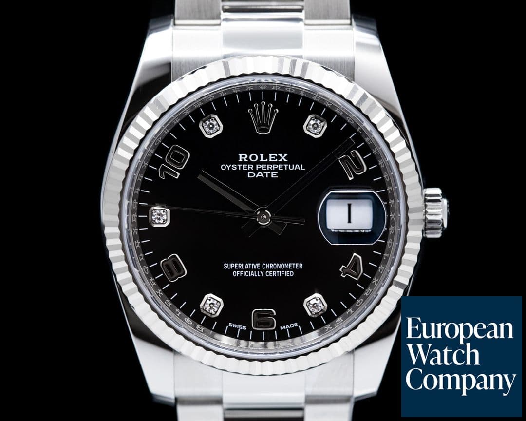 Image of Rolex Date Black Dial Diamond Dial