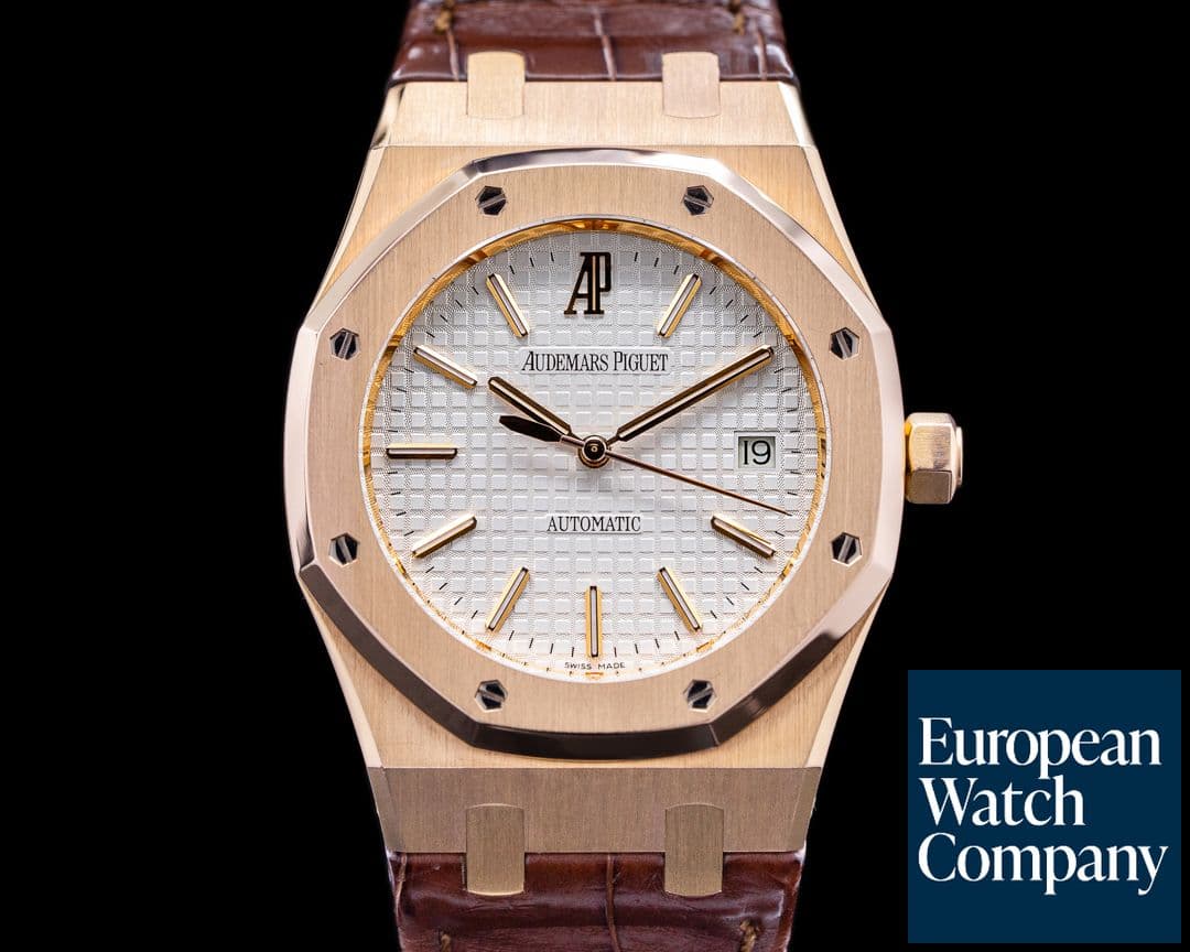 Image of Audemars Piguet Royal Oak 15300OR Jumbo White Dial 18K Rose Gold 