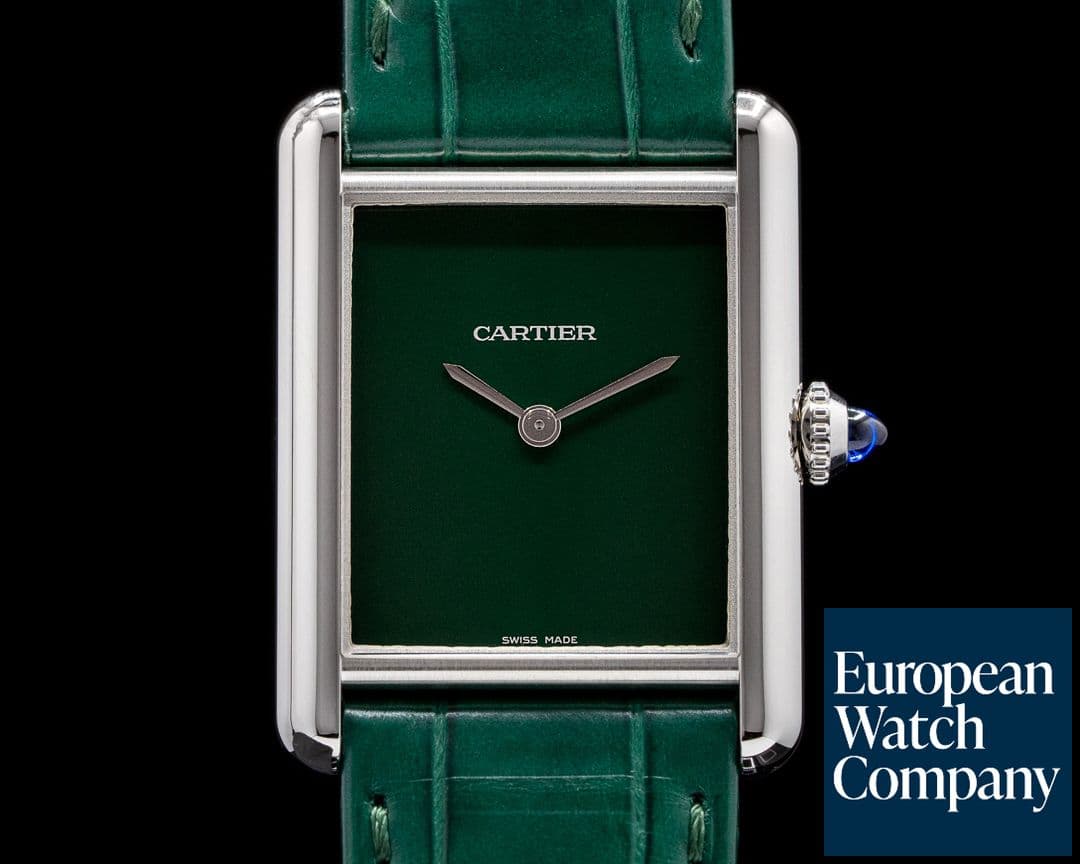 Image of Cartier Tank Must Watch SS Large GREEN 2021 UNWORN