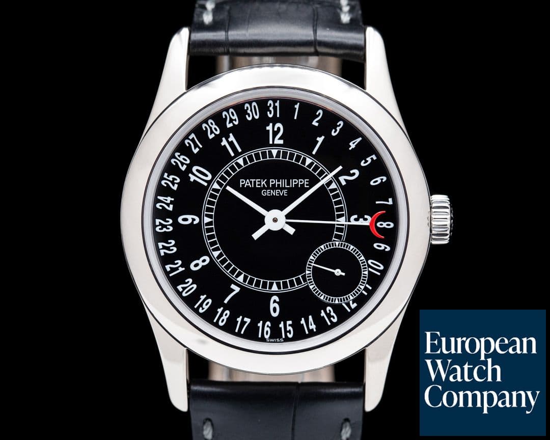 Image of Patek Philippe Calatrava 6000G Black Dial 18K White Gold / Deployant