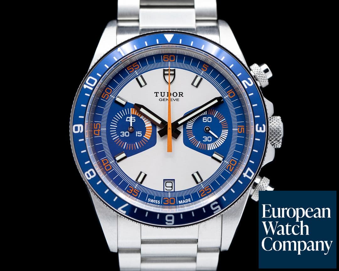 Image of Tudor Heritage Chronograph Silver Dial w/Blue Counters SS