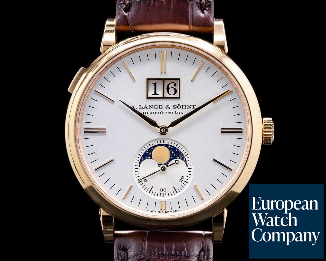 Image of A. Lange and Sohne Saxonia Moon Phase 384.032 Automatik 18K Rose Gold / Silver Dial