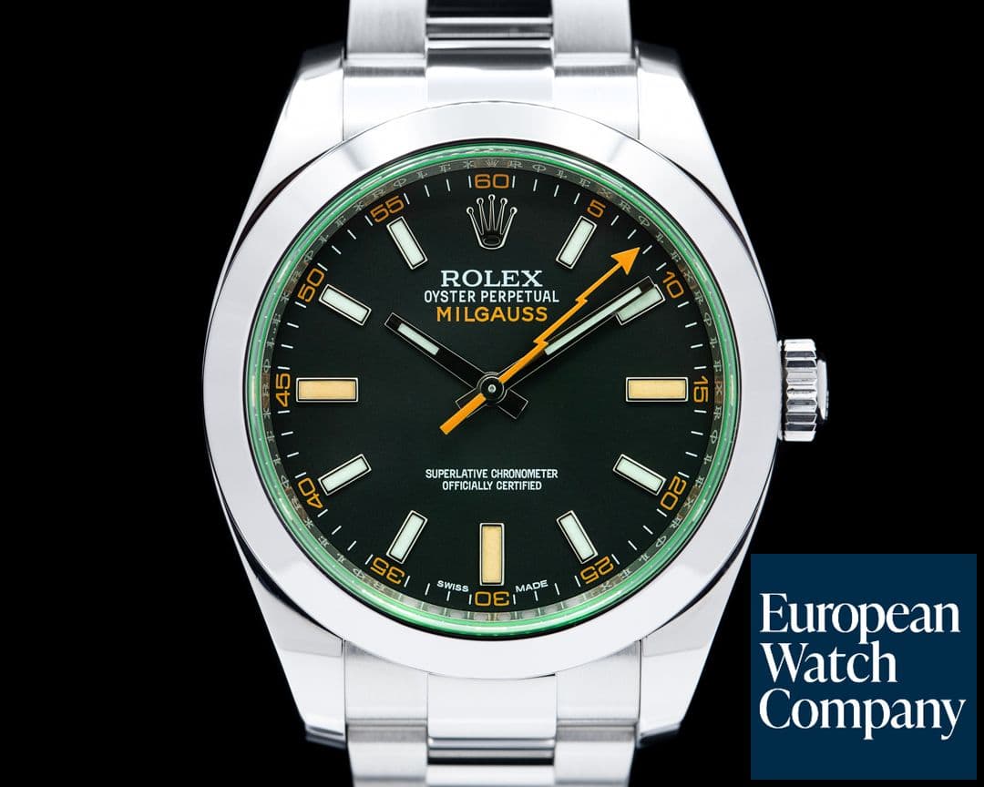 Image of Rolex Milgauss 116400V SS Black Dial Green Crystal 2016
