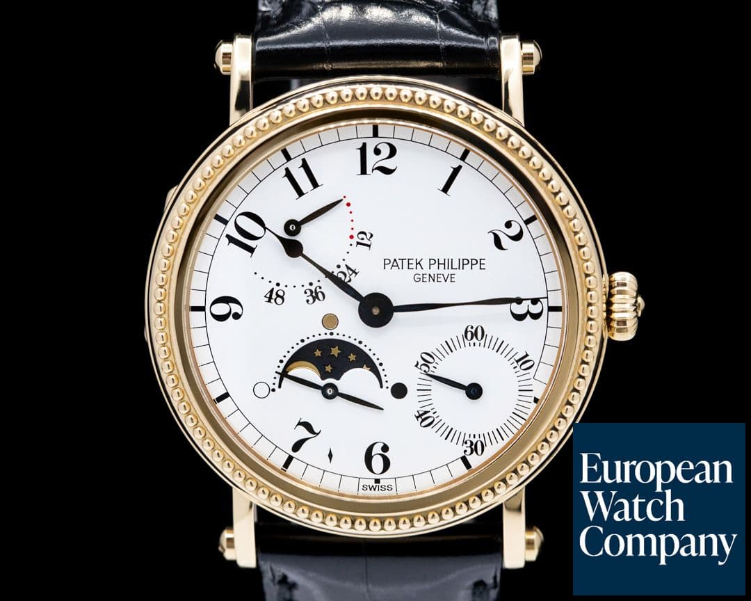 Image of Patek Philippe Moonphase 5015J Power Reserve 18k Yellow Gold Hobnail Bezel 